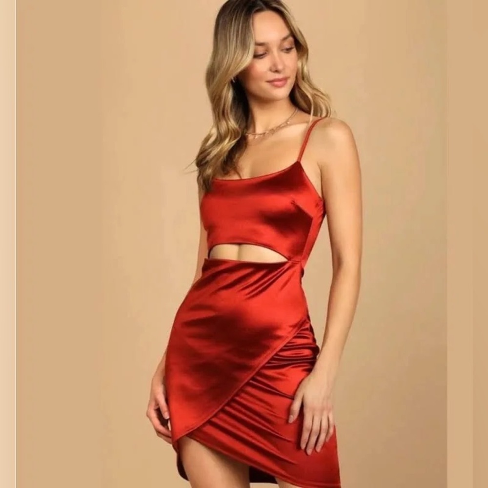 LULUS ♥️ cutout on the town satin cutout bodycon dress size XL NWT